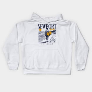 Vintage Surfing Newport Beach, California // Retro Surfer Sketch // Surfer's Paradise Kids Hoodie